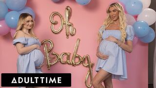 Szenvedélyes terhes barinők hármasban: Rylee Blake és Aubrey Kate szeretkeznek egy hűtlen férjjel!