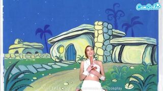 Cuki tinédzser wilma flintstone cosplayben masturbál és cidázza a termetes fazsat